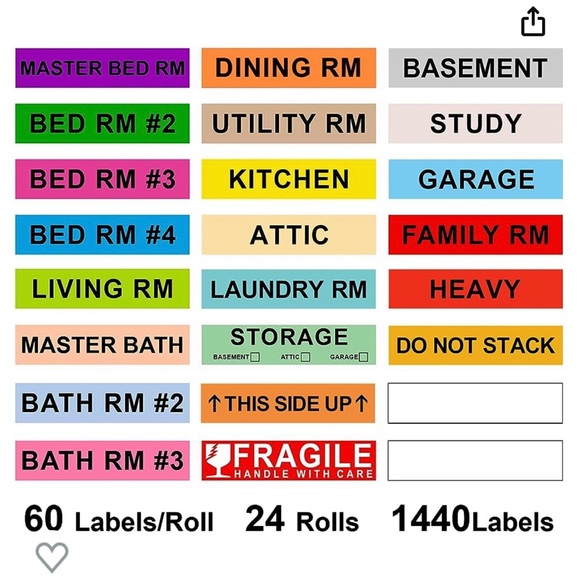 BNIB Color coded Moving labels - Picture 2 of 4